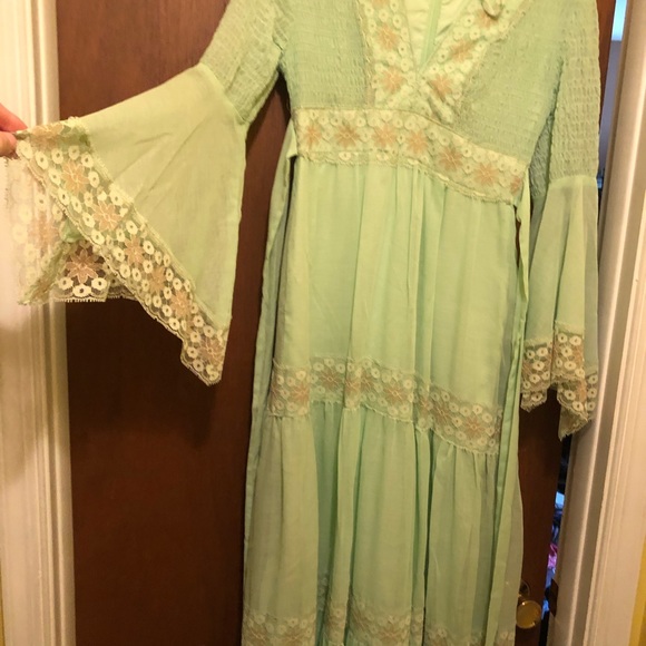 Vintage 70s bell sleeve dress hippie - Picture 4 of 8